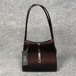 VANI Shoulder Bag Handbag Patent Ombre Glossy Faux Croc 2 in 1 Bag Zipped Pocket